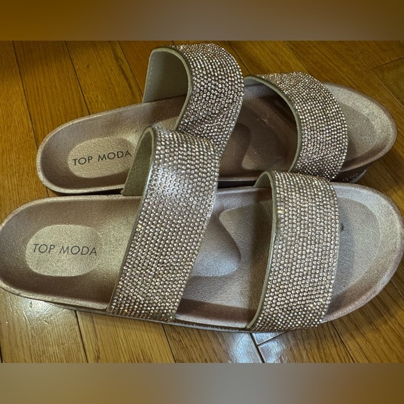 Top Moda Gold Slide Sandals - Picture 2 of 5